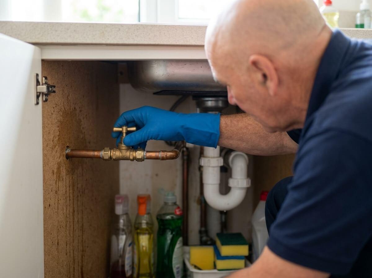 Finding the stopcock under a kitchen sink